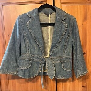Banana Republic Blue Jean Jacket with Tie Front